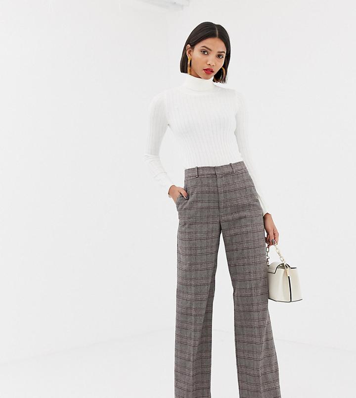 Mango High Waist Pants In Gray Check