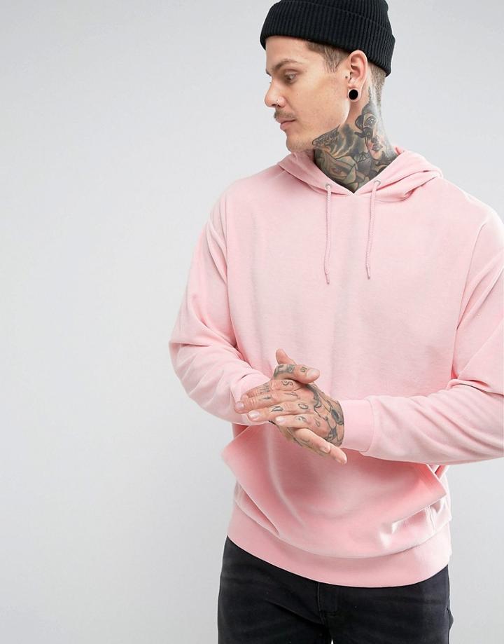 Asos Oversized Velour Hoodie - Pink