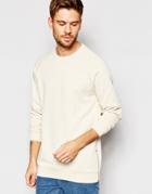 Asos Longline Sweatshirt With Side Zips In Beige - Whitecap Gray