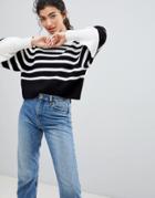 Monki Stripe Ribbed Knitted Sweater - Multi