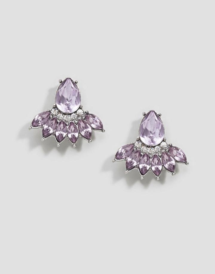 Asos Design Occasion Teardrop Jewel Earrings - Purple
