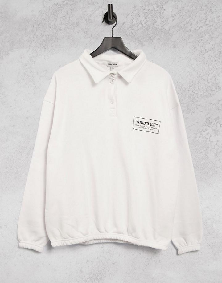 Public Desire Oversized Logo Polo Shirt In White