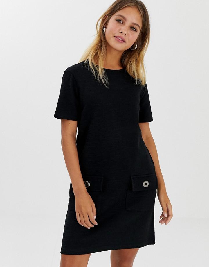 New Look Pocket Detail Tunic Dress In Black - Black