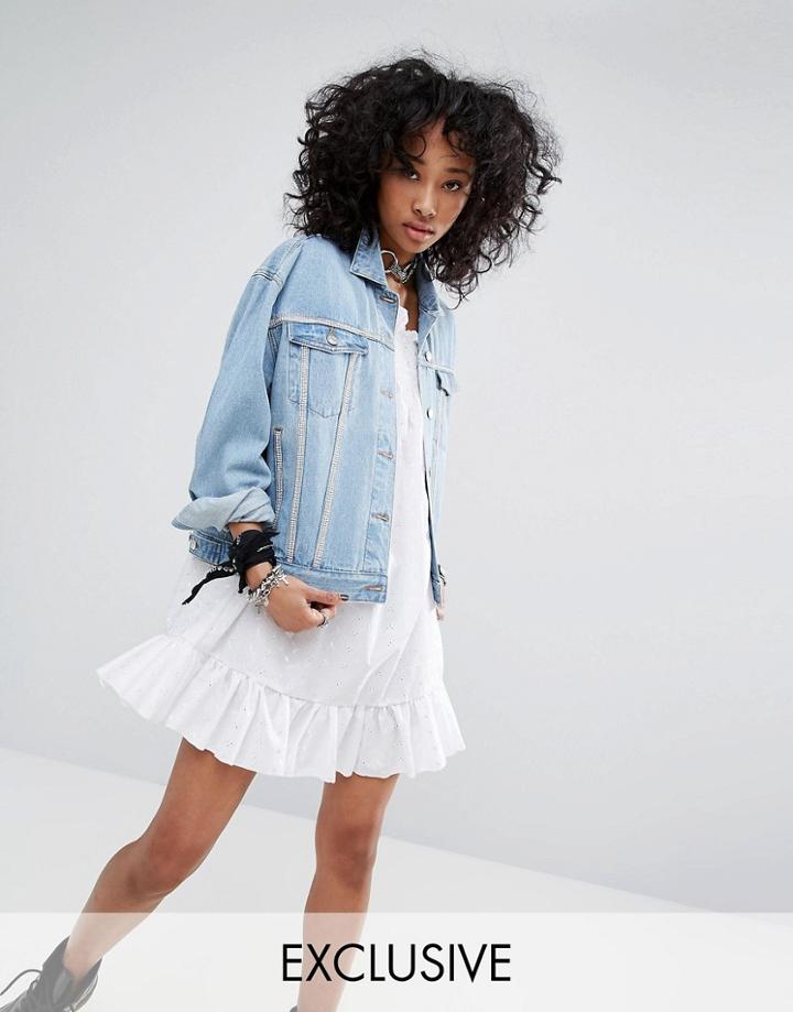Milk It Vintage Embellished Denim Jacket - Blue