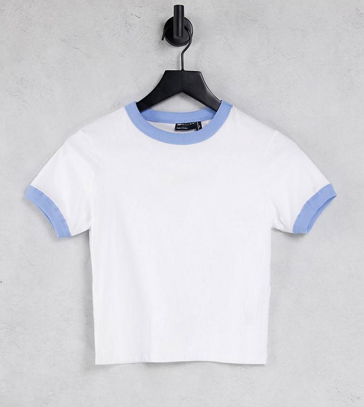 Asos Design Tall T-shirt With Contrast Trims In White