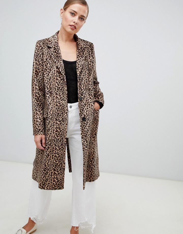 Helene Berman Leopard Print College Coat-brown