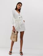 Vero Moda Belted Denim Mini Skirt In White - White