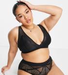 Asos Design Curve Samantha High-waist Brazilian Knicker In Black