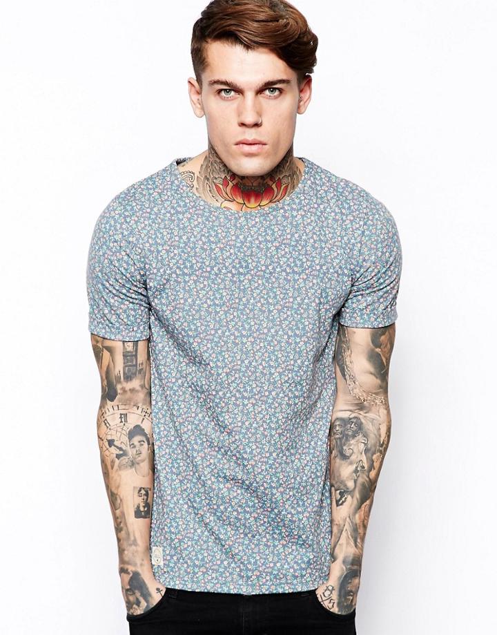 Native Youth T-shirt With Ao Ditsy Floral Print - Gray