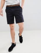 Pull & Bear Chino Shorts In Navy - Navy