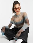 Weekday Tuck Recycled Ombre Knitted Crew Neck Top-multi