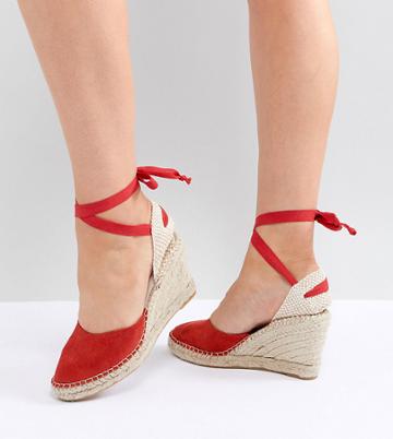 Park Lane Wide Fit Espadrille Wedges - Red
