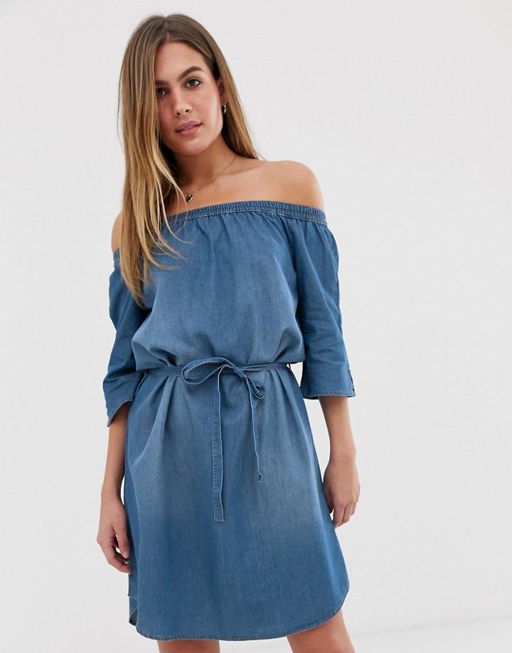 Jdy Denim Bardot Mini Dress-blue
