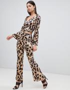 Club L Leopard Print Wide Leg Pants-multi