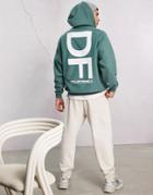 Asos Dark Future Oversized Hoodie In Polar Fleece With Large Back Logo Print In Green