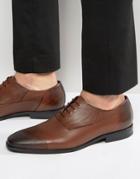 Hugo By Hugo Boss Square Oxford Diamond Toe Cap Derby Shoes - Tan