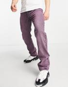 Asos Design Dad Jeans With Heavy Purple Tint