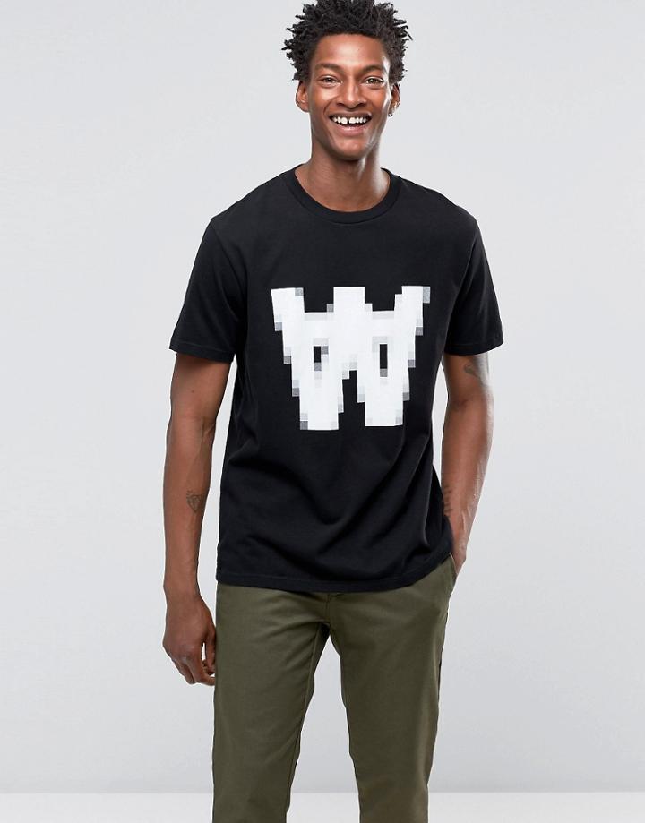 Wood Wood Aa Pixel Logo T-shirt - Black
