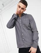 New Look Denim Shirt In Mid Gray-grey