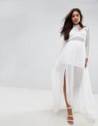Missguided Crochet High Neck Maxi Dress - White