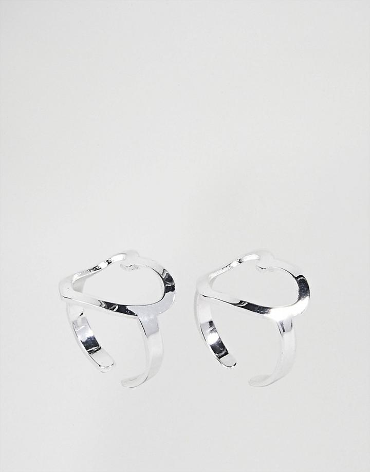 Cheap Monday Heart Ring Set - Silver