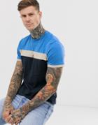 Asos Design T-shirt With Color Block Panels In Navy