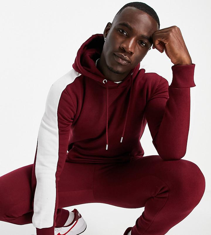 Le Breve Tall Panel Hoodie In Burgundy-red