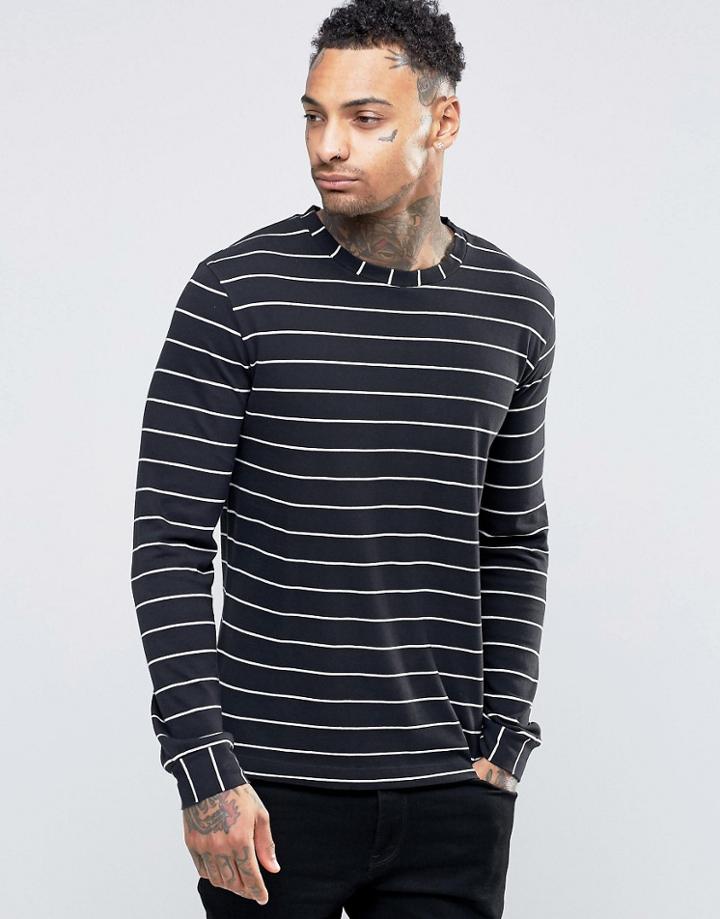 Diesel T-zippy Slim Stripe Top Long Sleeve - Black