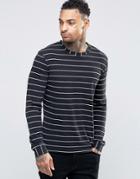 Diesel T-zippy Slim Stripe Top Long Sleeve - Black