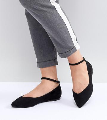 Faith Wide Fit Ally Pointed Flat Shoes - Black