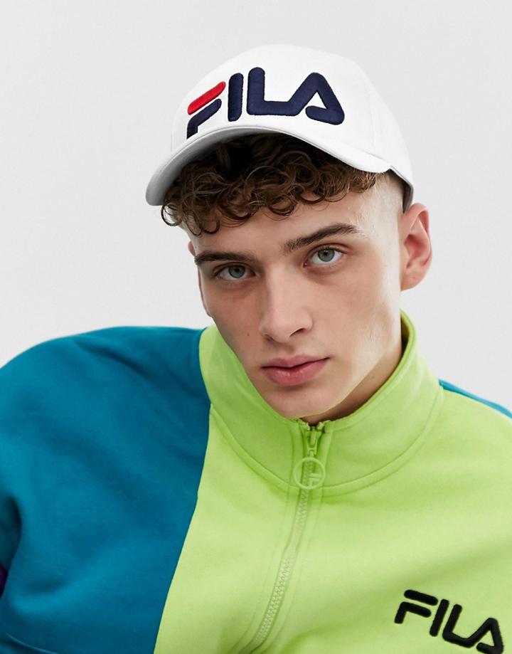 Fila Slice Baseball Cap With Small Logo In White - White