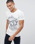 Solid T-shirt With American Denim Print In White - White