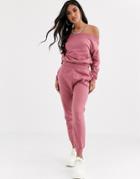 Asos Design Tracksuit Off Shoulder Sweat / Jogger-orange