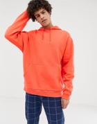 Asos Design Oversized Hoodie In Bright Coral - Pink