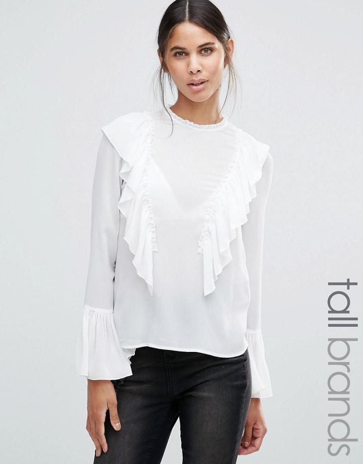 Vero Moda Tall Ruffle Bell Sleeve Blouse - White