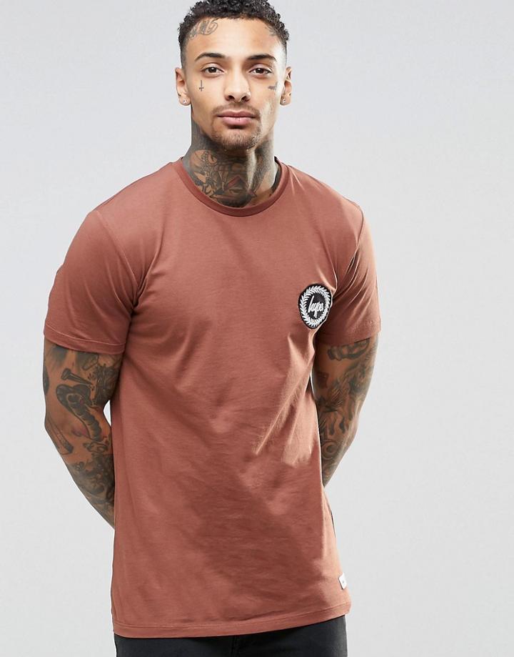 Hype T-shirt With Crest Logo - Brown