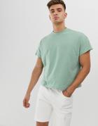 Asos Design Oversized Boxy T-shirt With Cap Sleeve In Green - Green