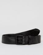 Asos Slim Leather Belt With Vintage Distressed Effect In Black And Double Holes - Black