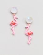 Asos Design Flamingo Drop Earrings - Pink