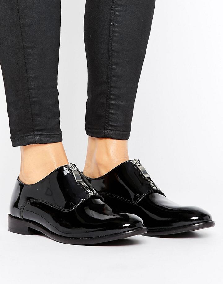 H By Hudson Flat Zip Front Shoe - Black