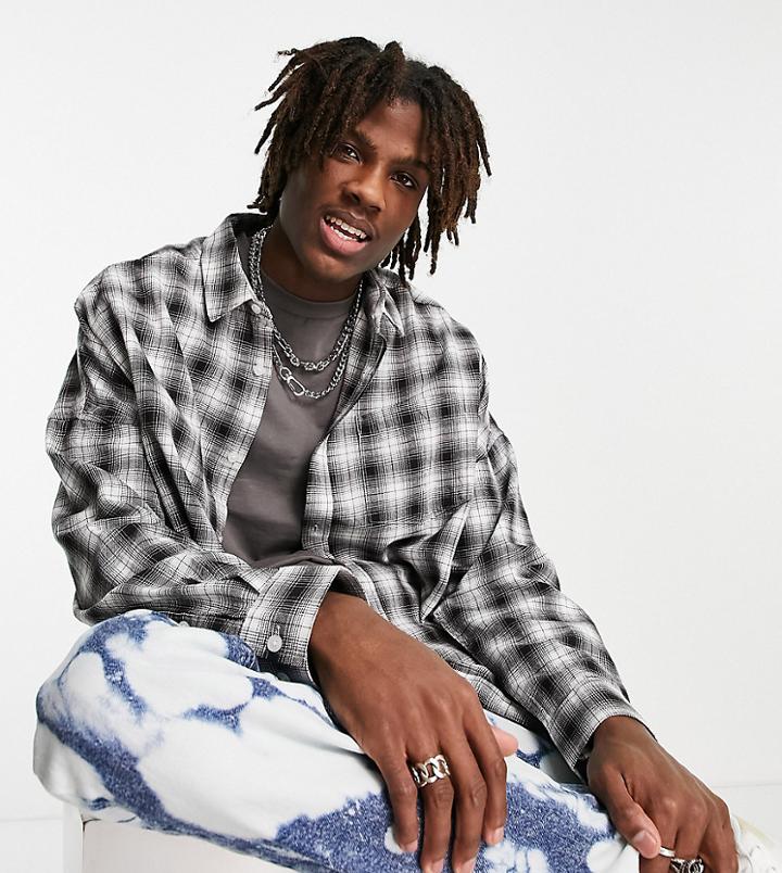 Collusion Drop Shoulder Shirt In Black Check