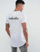 Good For Nothing Muscle T-shirt In White Speckle With Back Print - White