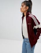 Adidas Originals Velour Track Jacket In Burgandy - Red