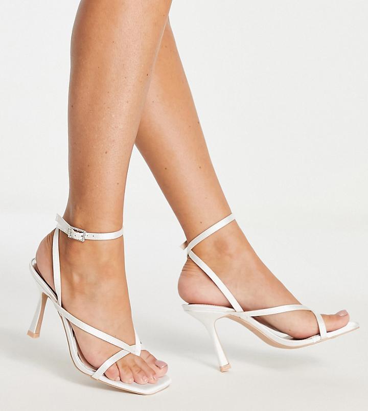 Be Mine Bridal Wide Fit Celiah Toepost Heel Sandals In Ivory-white