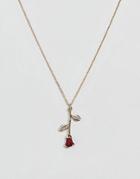 Asos Design Necklace With Rose Pendant In Gold