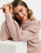 Asos Design Oversized Sweater With Volume Sleeves In Pink-neutral