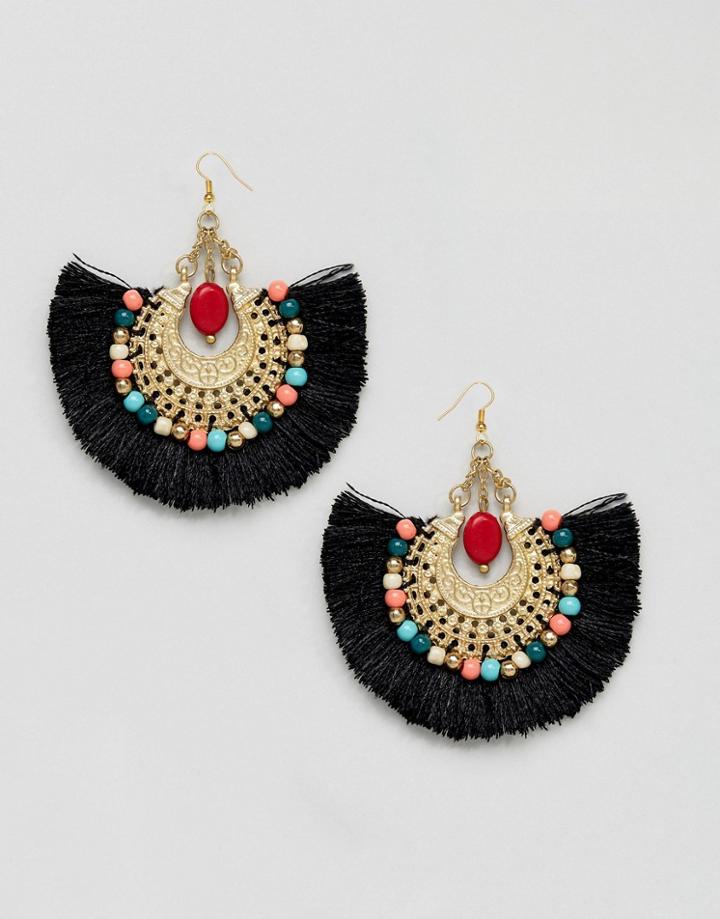 Asos Beaded Fan Earrings - Gold