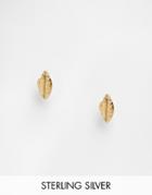 Asos Gold Plated Sterling Silver Leaf Stud Earrings - Gold