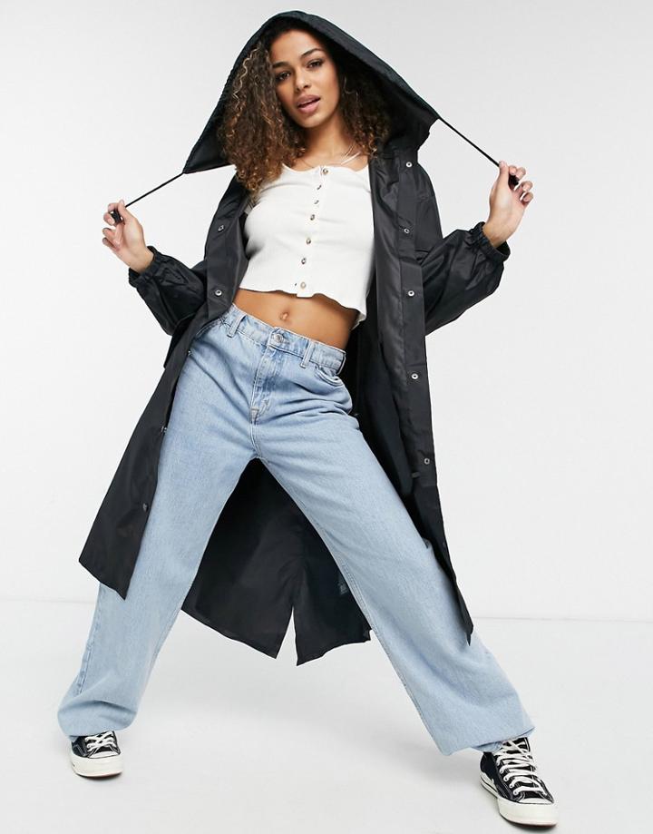 Asos Design Rain Parka In Black