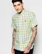 Fred Perry Shirt In Tartan & Gingham Check Short Sleeves In Slim Fit - Ice Lemon
